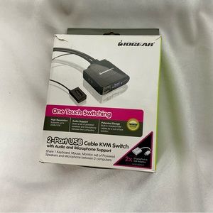 IOGEAR 2-Port USB Cable KVM Switch w/ Audio & Microphone Support